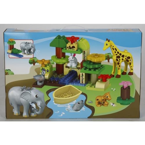 Bausteine Zoo 51tlg. Kinderspielzeug Steckbausteine Tiere Elefant Giraffe Hase Boot Tiger Pferd Fisch