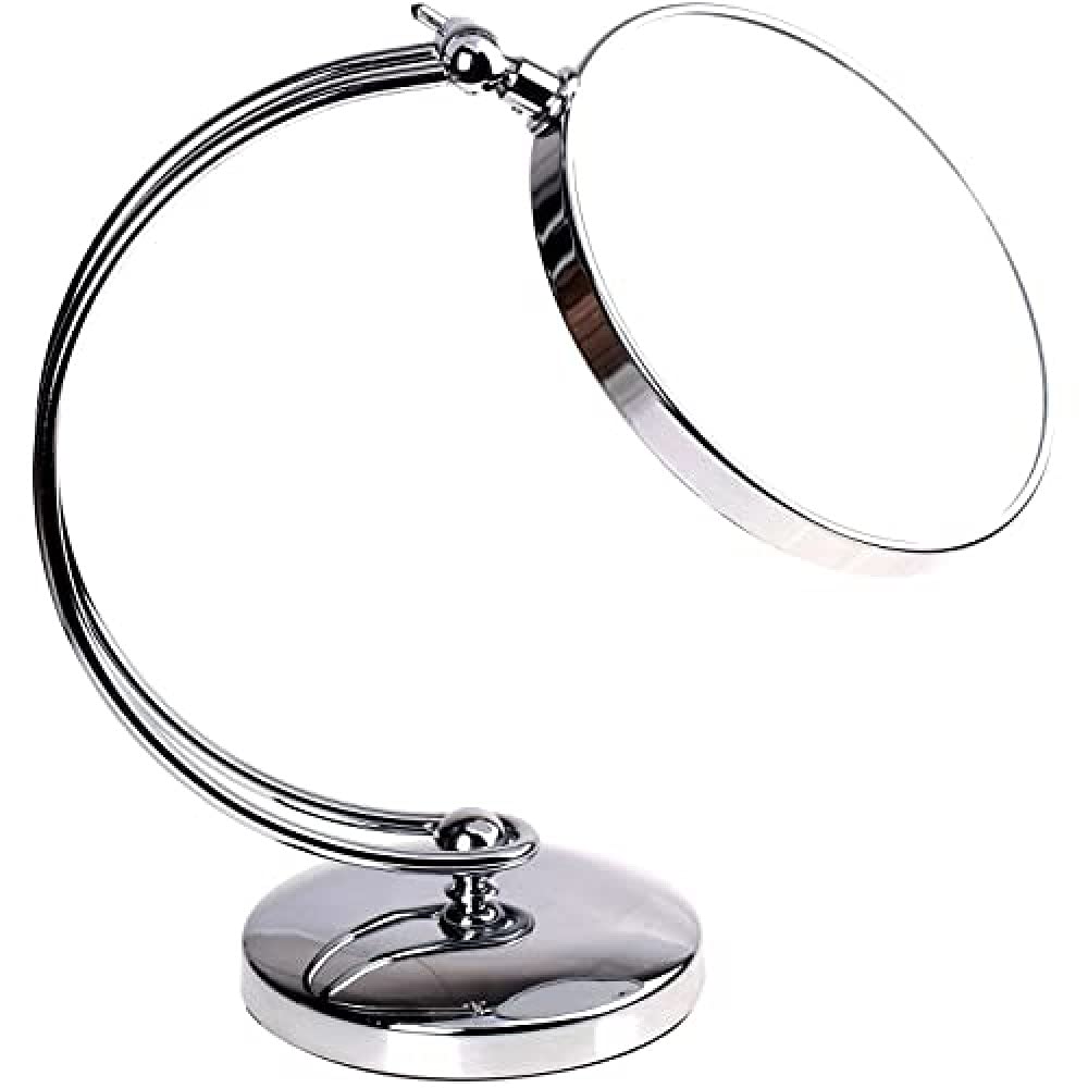 HIMRY Standspiegel 10x Vergrößerung, 8 inch C-förmiges Design Kosmetikspiegel 360° drehbar. Schminkspiegel Rasierspiegel Badzimmerspiegel, Zweiseitig: Normal+ 10fach Vergrößerung, KXD3110-10x