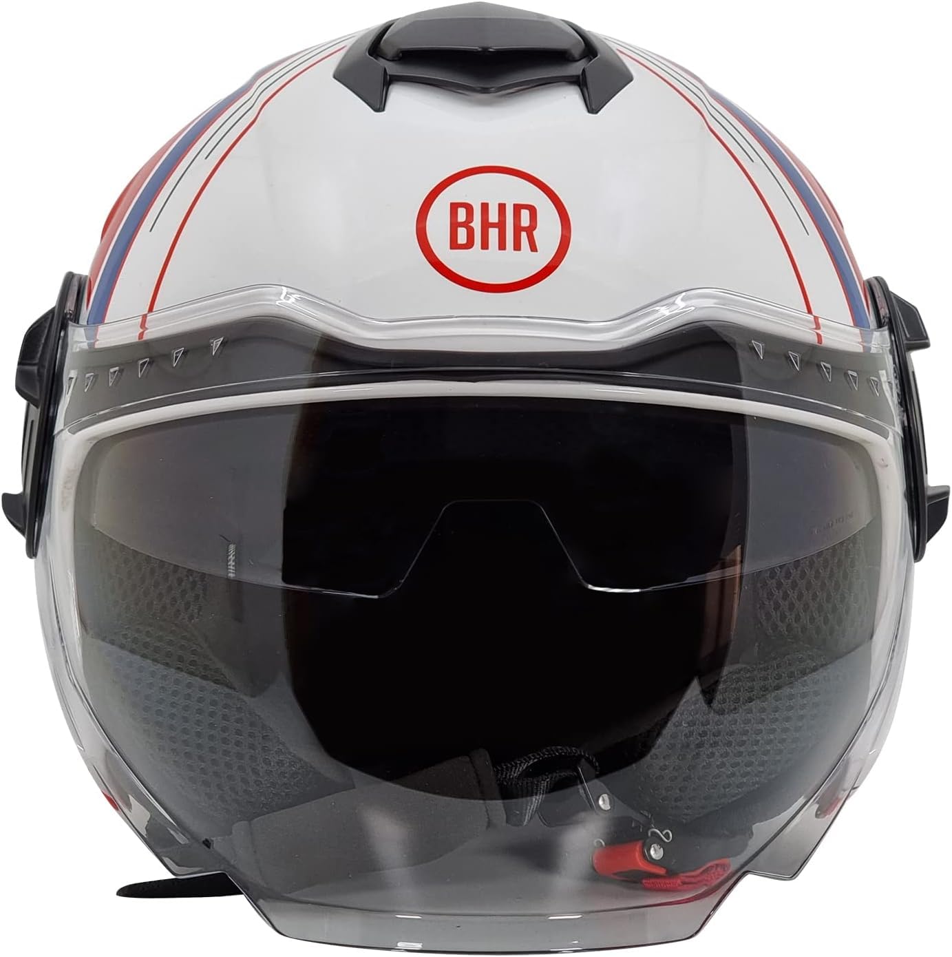 BHR Jet Helm Double Visor 830 FLASH, Scooter Helm mit ECE 22.06 Zulassung, Leichter & komfortabler Jet Helm mit innenliegender Sonnenblende, Cool White, XS