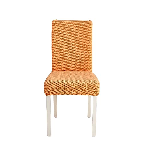 OQHAIR Stuhlhussen für Esszimmerstühle 6er-Set, Einfarbiger Jacquard Esszimmerstühle Bezug staubdicht verschleißfest Stretch Stuhlbezug für Hotel, Esszimmer -orange-Set of 6