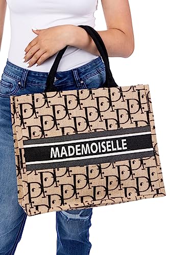 WOMEN'S WEAR U&F FASHIONSTORE XXL Shopper | Jute Tasche mit stylischem Aufdruck | Strandtasche | MM Black