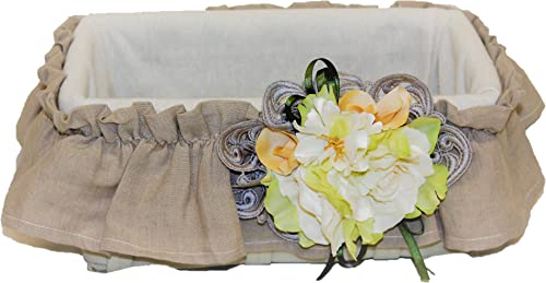 LKM Comfort - handgeflochtener floraler Korb für Blumen und Lagerung - Der Luxus der italienischen Handwerkskunst: Geflochtener Stoffkorb für Dekoration und Hochzeit - elegant und multifunktional
