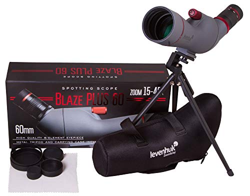 Levenhuk Blaze Plus 60 Spektiv mit 15- bis 45-Facher Vergrößerung, 60 mm Apertur, Durchgehend Mehrfachvergüteter BK-7 Glasoptik, Tischstativ und Aufbewahrungskoffer