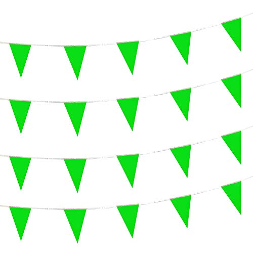 AuTop Solide grüne Wimpelgirlande, dreieckig, Wimpelkette, Dekoration für große Eröffnung, Geburtstagsparty, Festival, Feier, 30 m