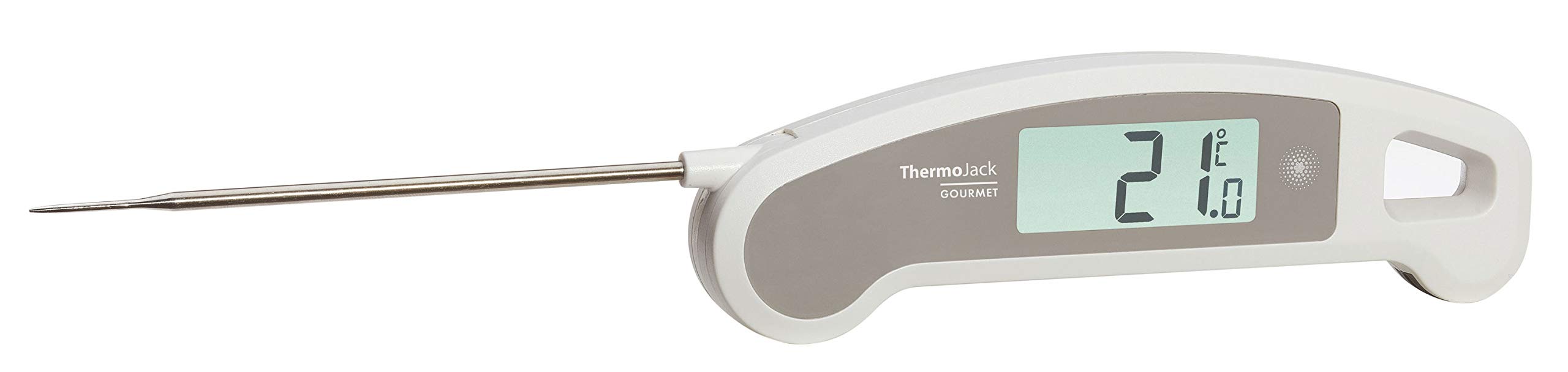 TFA Dostmann Küchenthermometer Thermo Jack Gourmet, 30.1060.02, für BBQ oder Fleischthermometer, Einstichthermometer, schnelle Messung, mit Hold/Min/Max Funktion, Kerntemperatur, abwaschbar, weiß
