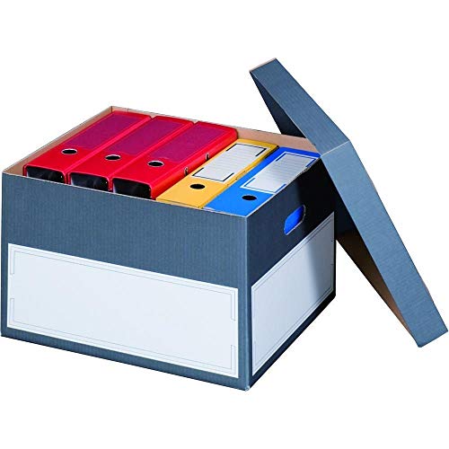 Ropipack Archivbox mit Deckel Archiv-Ablagebox Aufbewahrungsbox Stülpdeckel aus Wellpappe Groß 440 x 380 x 290 mm - 5 Stück