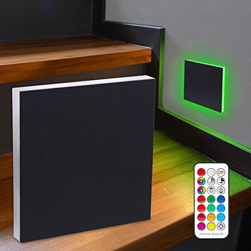 LongLife LED Treppenlicht 230V Stufenbeleuchtung eckig schwarz - Unterteil Lichtfarbe: RGB Warmweiß 3W Treppenbeleuchtung Wandeinbauleuchte Treppenleuchte Wandleuchte