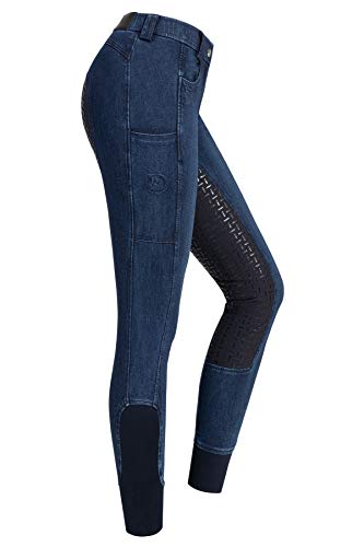 RIDERS CHOICE Damen Jeansreithose mit Silikonvollbesatz und Handytasche - RidersDeal Collection für Reiter, Gr. 34