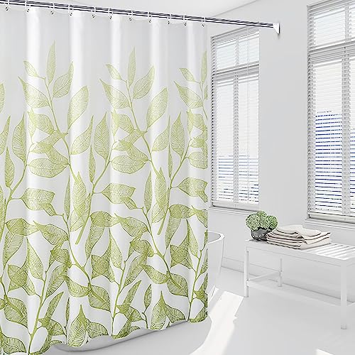 Shower Curtain Waterproof Anti-Mildew Anti-Mildew Green Branch Bathroom Curtain with Hooks Multiple Sizes Suitable for Hotel, Bedroom, Bathroom,180X190cm