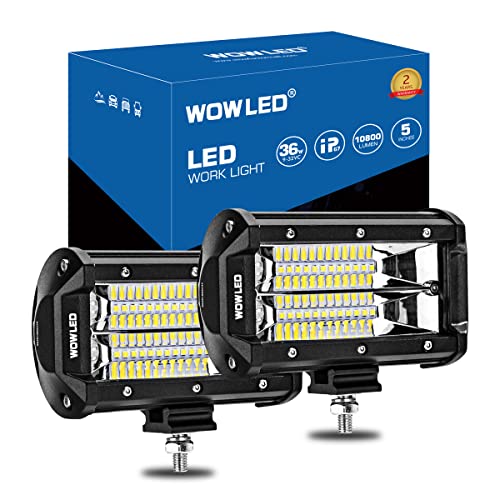 WOWLED LED-Arbeitslichtleisten, 2 x 12,7 cm, 36 W, 10800 Lumen, zweireihig, für Offroad-Lichtleiste, IP67 Offroad-Fahrlicht, für Auto, LKW, UTE 4 x 4, 12 V, 24 V