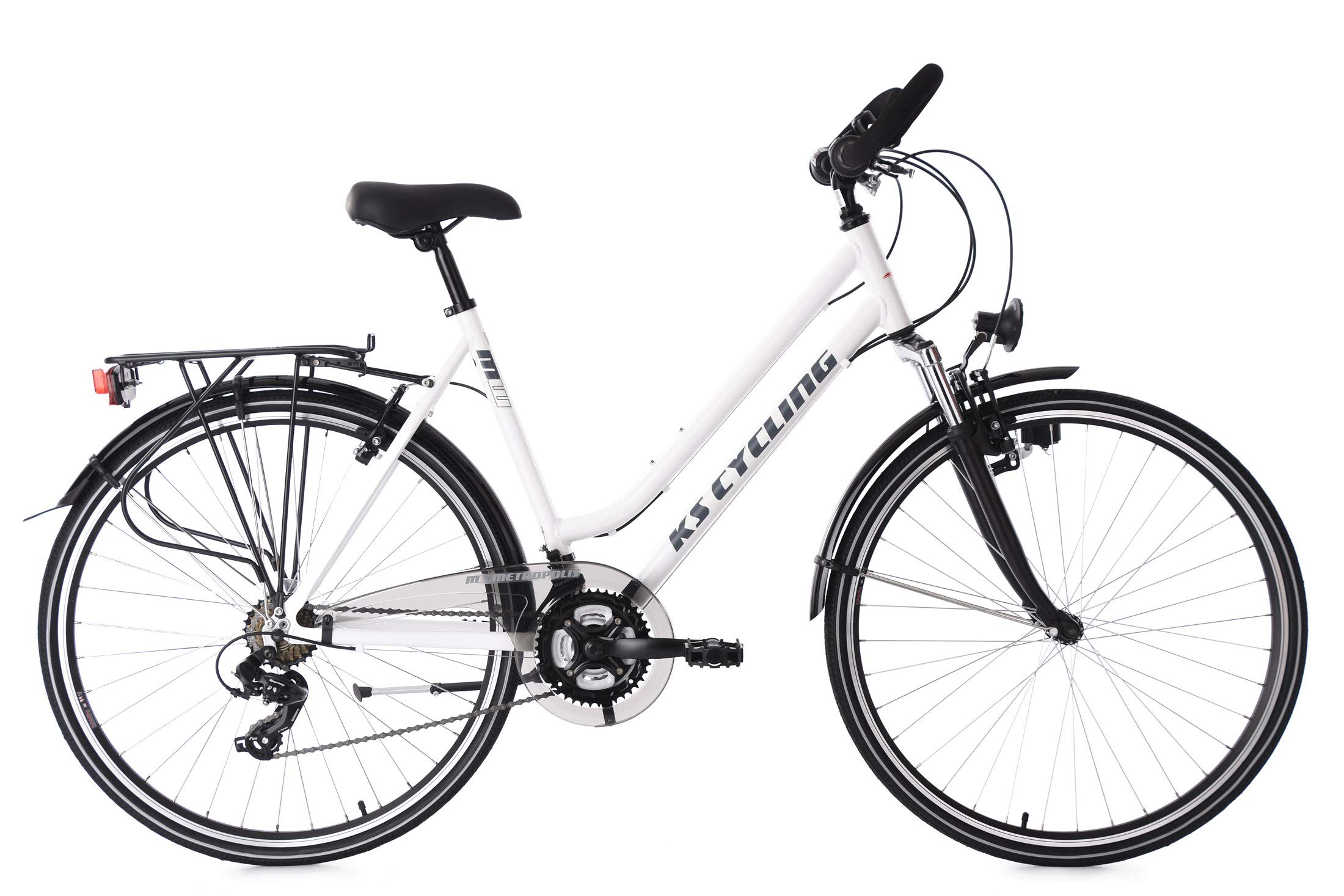 KS Cycling Damen Trekkingrad Alu-Rahmen 28'' Metropolis RH 48 cm Multipositionslenker Fahrrad, weiß, 28