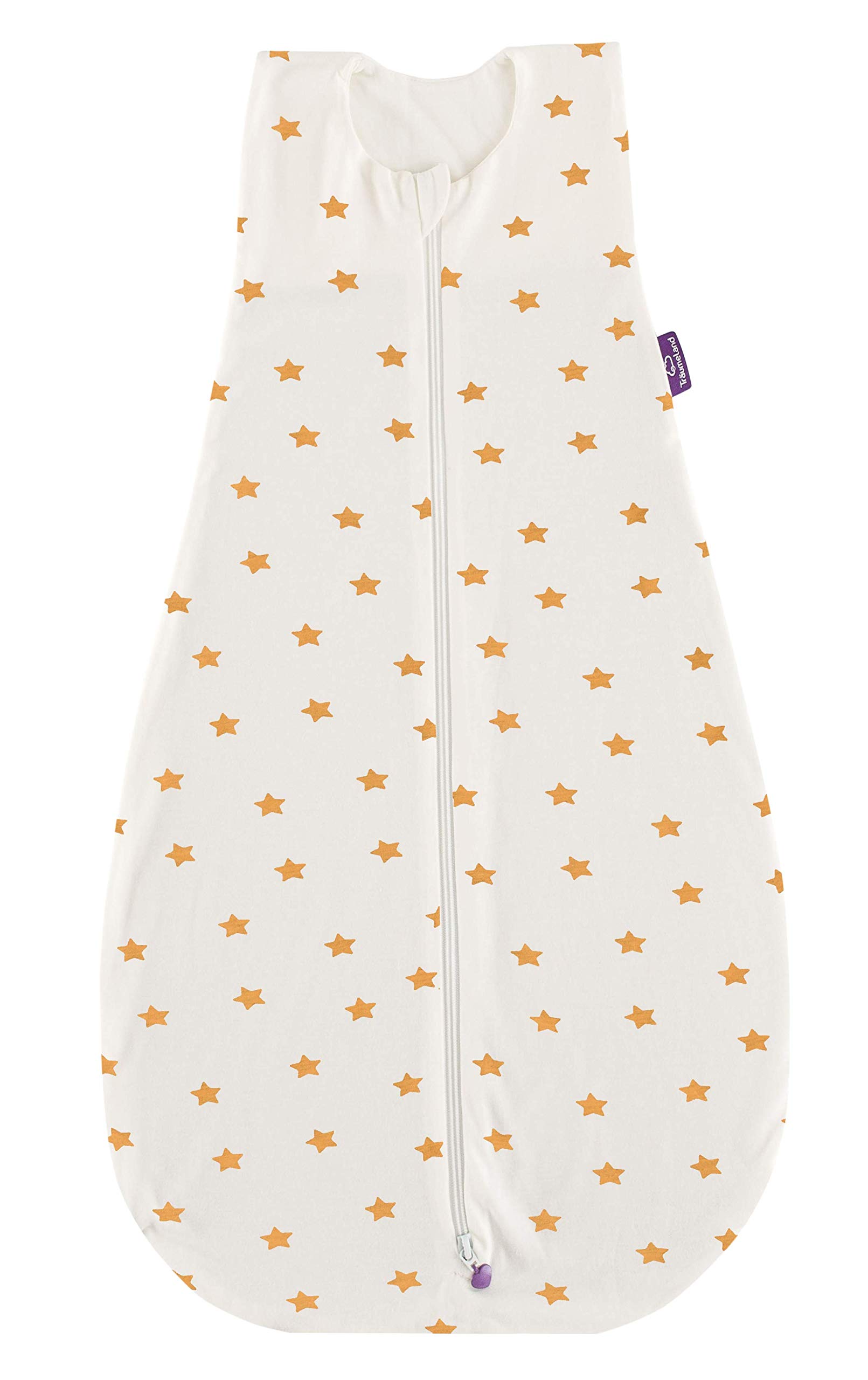 Träumeland S0300505 Sommerschlafsack LIEBMICH Tencel, Größe 90 cm, Design 'weiß mit gelben Sternen': Ohne optische Aufheller, mehrfarbig, 250 g