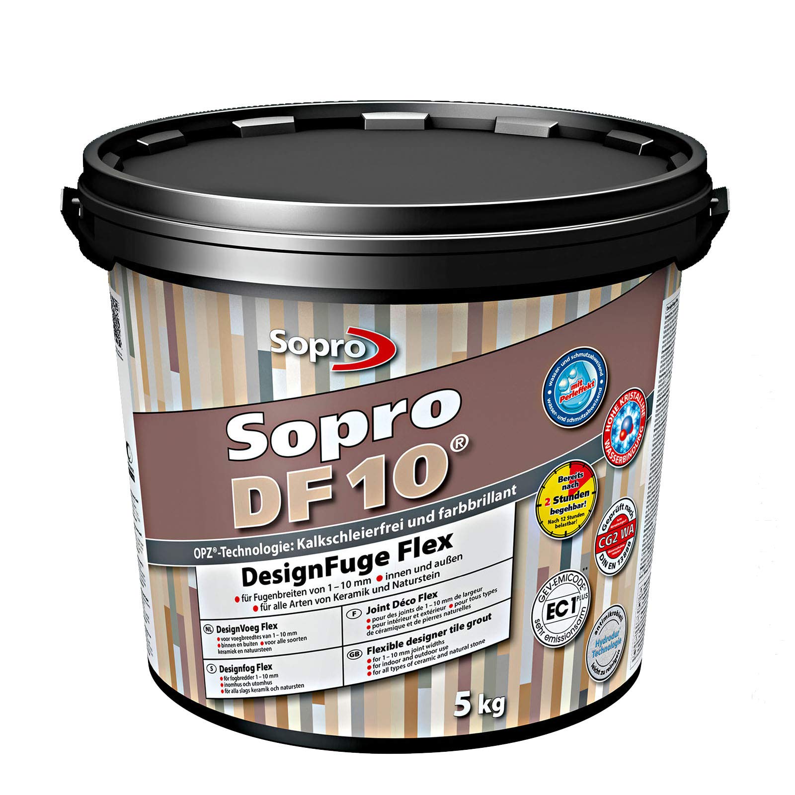 Sopro DF 10® DesignFuge Flex | silbergrau - zementärer, flexibler, schnell erhärtender und belastbarer Fugenmörtel | silbergrau (5 kg)