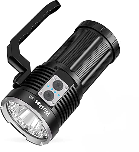 Wurkkos TS32 Taschenlampe USB C Wiederaufladbar, 15000 Lumen Taschenlampe mit leistungsstarken 12*Nicha 519A + 1* Luminus SFT40 LEDs, mit Dual-Schalter und Power-Anzeige