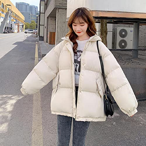 Frauen Winterkleidung Nette Bubble Coat PufferjackeWarm Herbst 2021 Korean Lila Mit Kapuze Harajuku Streetwear Schwarz Beige-weiß,XXL