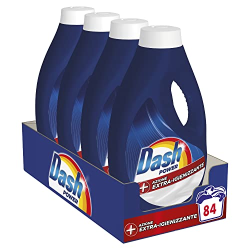 Dash Waschmittel für Flüssigwaschmaschine, 84 Waschgänge (4 x 21), extra desinfizierend, gründliche Reinigung gegen Schmutz und Bakterien