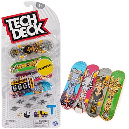 Tech Deck, Ultra-Deluxe Fingerboard 4er-Set, mit authentischer Skateboard-Grafik - zum Sammeln, Umbauen und für Coole Tricks, ab 6 Jahren