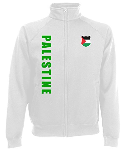 AkyTEX Palästina Palestine WM-2022 Sweatjacke Wunschname Nummer Weiß S