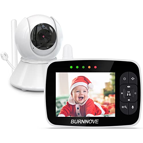 Babyphone mit kamera 3.5 Zoll LCD Babyphone Baby Monitor mit ferngesteuerter Pan-Tilt-Zoom-Kamera und 355°/120° Schwenkbar Nachtsicht Rückgespräch Raumtemperatur Schlaflieder 960 Fuß Reichweite