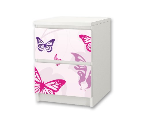Stikkipix Butterfly Möbelsticker/Aufkleber für Kinderzimmer Kommode/Nachttisch MALM von IKEA - NS01 - Möbel Nicht Inklusive