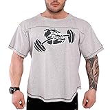 BIG SM EXTREME SPORTSWEAR Herren Ragtop Rag Top Sweater T-Shirt Bodybuilding 3205 grau L
