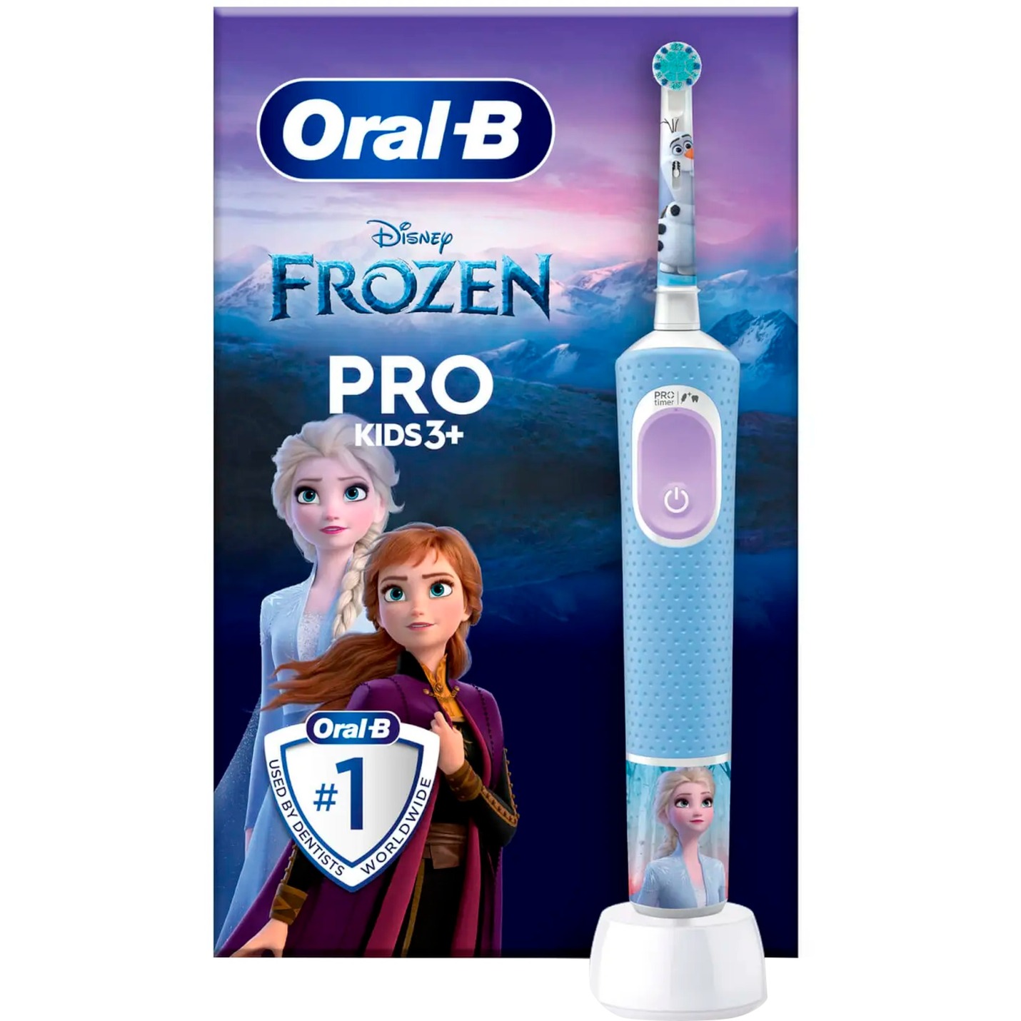 Oral-B Pro 103 Kids Frozen Elektrische Zahnbürste/Electric Toothbrush für Kinder ab 3 Jahren, 2 Putzmodi für Zahnpflege, extra weiche Borsten, 4 Sticker, blau (Design kann variieren)