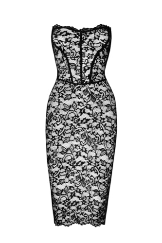 Noir Handmade F301 halblanges Corsagen-Kleid aus Spitze 3XL