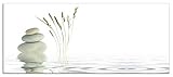 ARTland Spritzschutz Küche aus Alu für Herd Spüle 120x50 cm (BxH) Küchenrückwand mit Motiv Natur Zen Wellness Stein Gräser Yoga See Asien Weiß T5VB