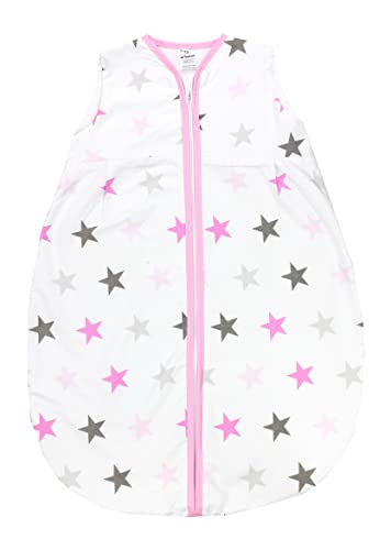 TupTam Baby Sommer Schlafsack Ärmellos Unwattiert, Farbe: Sterne Rosa Grau, Größe: 92-98