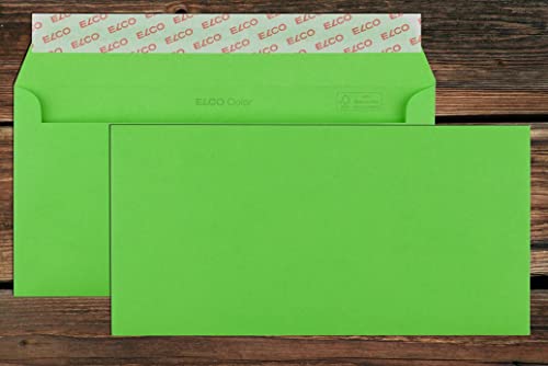 Elco 18833.62 Color Box mit Deckel und 250 Briefumschläge/Versandtasche, Haftklebeverschluss, C5/6 DL, 100g, intensiv-grün , Fenster: nein
