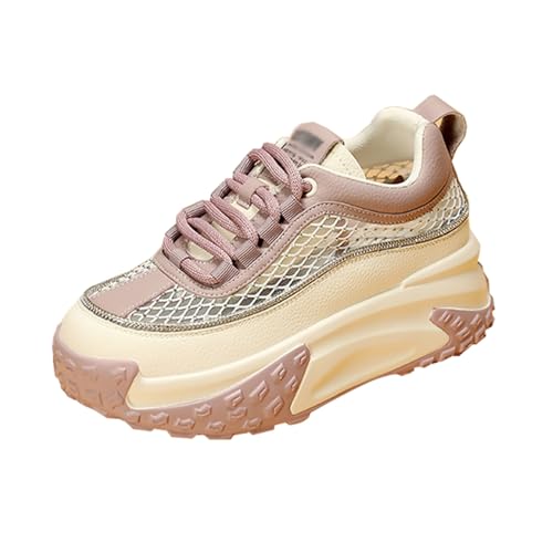 xxjszz Plateau-Keil-Luftpolster-Sneaker für Damen Leder lässig rutschfest orthopädische Wanderschuhe