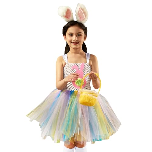 BUNIQ Hasen-Tutu-Kleid für Mädchen,Kinder Mädchen Osterkleider Hasenkostüm - Tutu-Outfit für Mädchen im Alter von 2–10 Jahren, Kaninchen-Outfit, Weihnachts-Cosplay-Kostüm für Ostern, Halloween