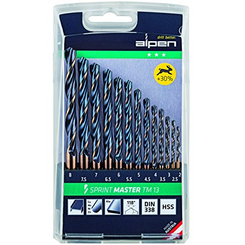 Alpen 811102100 Spiralbohrer Set"Sprint Master" TM 2-8x0, 5mm 13 Stück, 0 W, 0 V