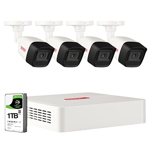 Tonton 5MP Überwachungskamera Set 4 X 5MP(2560*1944) Sicherheitskamera, 8 Kanal Überwachungskamerasystem Outdoor Video Kamera, 30M EXIR-Nachtsicht, Bewegungsmelder, Sicherheit für Innen Außen 1TB HDD
