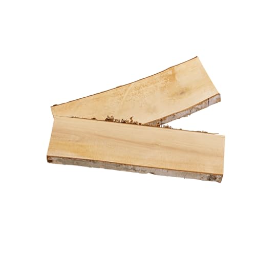 Birken Schwartenbrett aus Holz natur 2 Stück 35 x 8 & 35 x 12 cm Deko-Brett Holzdekoration mit Naturkante