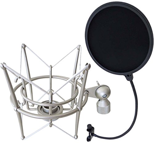 KEEPDRUM MS089SV Silber Mikrofon-Spinne für G-Track AT2020 + Popschutz EMH