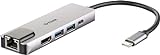 D-Link DUB-M520 USB Typ C Hub 5 in 1 USB C Adapter mit HDMI 4K und 1080p, 2X USB3.0/USB2.0, 1x USB C Ladeanschluss bis zu 60W und Daten