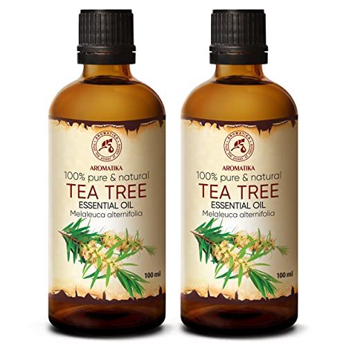 Teebaumöl 200ml - 2x100ml - Melaleuca Alternifolia - Australien - 100% Reine Ätherisches Öl Teebaum - Teebaum Öl Guten für Beauty - Entspannung - Massage - Diffuser - Duftlampe - Raumduft