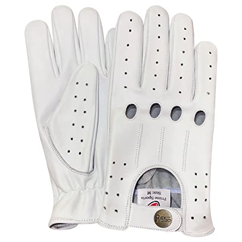 Prime 507 Echtleder-Handschuhe für Herren, qualitativ hochwertig, weich, ohne Futter, zum Autofahren, Retro-Stil, in 10 Farben erhältlich, Herren, weiß