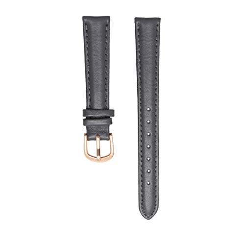Leder-Armband-14/16/18 / 20mm Soft-Uhrenarmband Einfache Uhrenarmband Damen Lederband, Grau Rose Buckle, 18mm