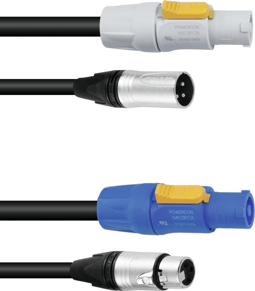 DMX Powercon/XLR-Kabel, 3 m, Mehrfarbig, Einheitsgröße