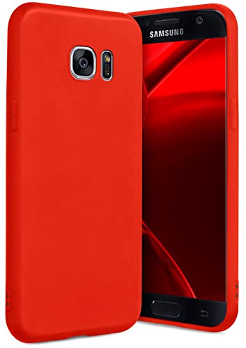 ONEFLOW Slim Case Kompatibel mit Samsung Galaxy S7 Handyhülle Stoßfest & Minimalistisch, Ultra Dünne Bumper Design Handy Schutzhülle Matt, Leichte Hülle aus Silikon - Rot
