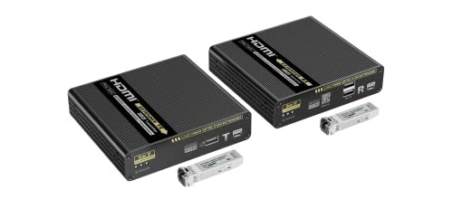 PremiumCord Optical HDMI Extender mit USB-Anschluss bis zu 40km, Auflösung 4K @ 60Hz, HDR, 4:4:4, HDMI 2.0, Metallgehäuse, Schwarze Farbe
