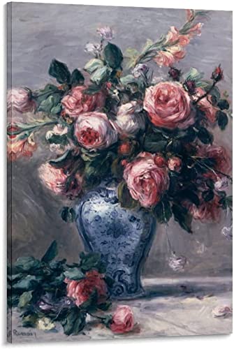 Skandinavischer Stil, 60 x 80 cm, rahmenlos, Pierre Auguste Renoir – Vase Rose, Wandbild, Kunstdruck, modernes Zuhause, Schlafzimmer, Dekoration und Leinwand-Kunstposter