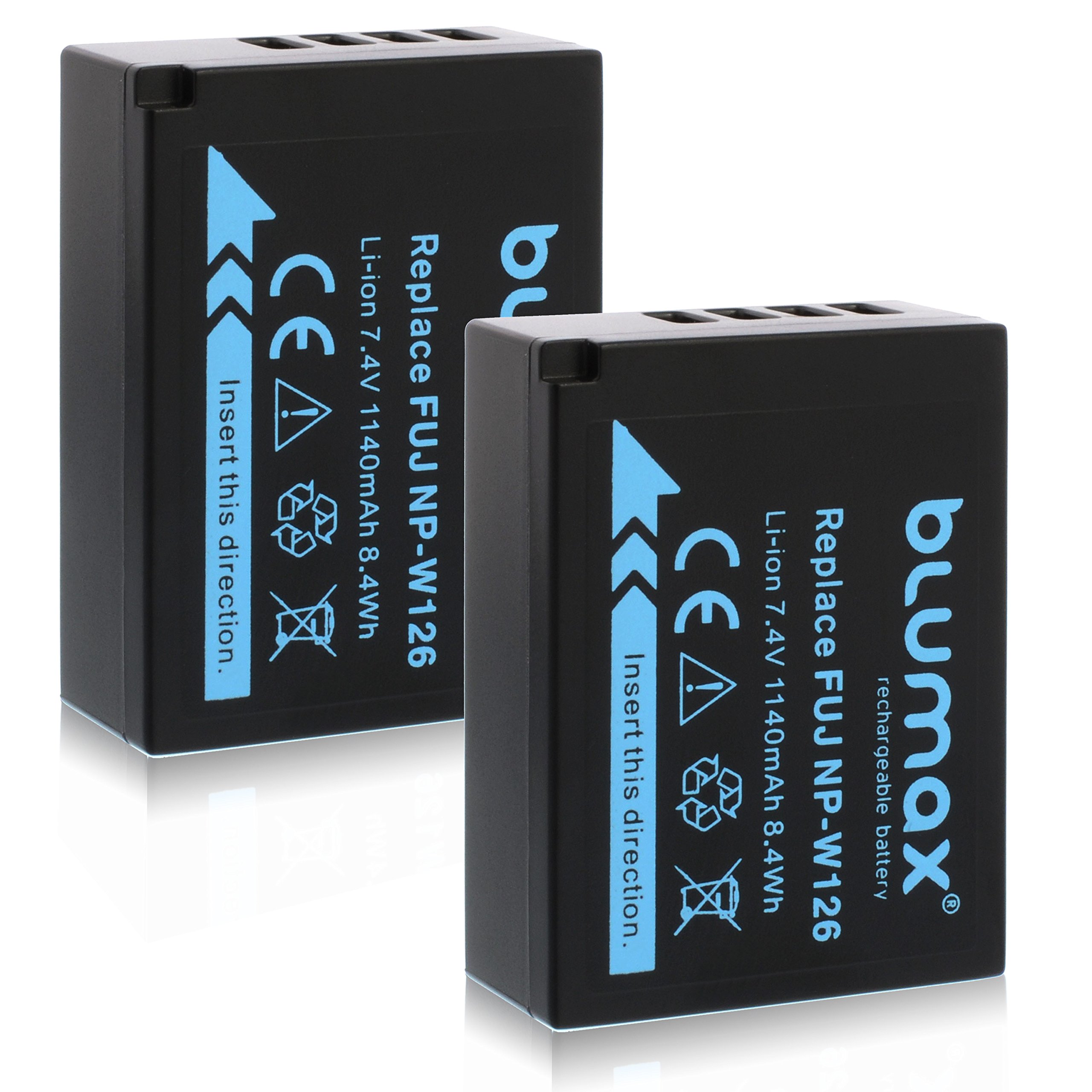 2X Blumax Akku für Fujifilm NP-W126 NP-W126s 1140mAh |kompatibel mit Fujifilm X-T1 X-T2 X-T10 X-T20 X-Pro2 und andere X-E1 X-E2 X-M1 X-A1 X-A2 X-Pro1 X-ES2 X-A3 HS50EXR