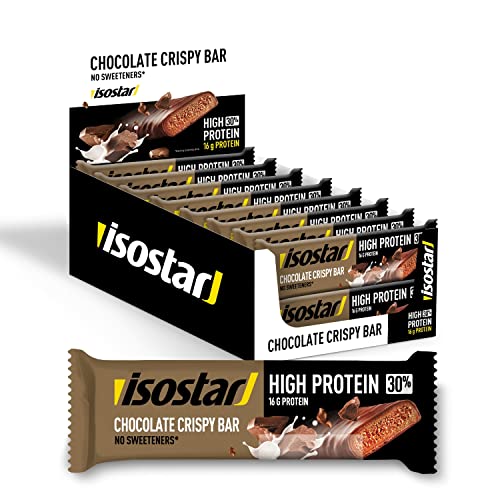 Isostar High Protein 30 Protein Riegel (16x55g) I Leckere High Proteinriegel mit Chocolate Crisps oder Toffee Crunchy Geschmack I Eiweißriegel mit hohem Proteingehalt für messbare Ergebnisse
