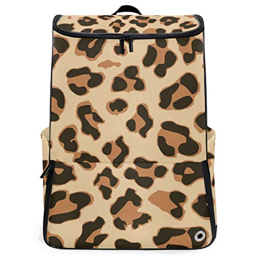 FANTAZIO Laptop-Rucksack für unterwegs, Leopardenmuster, langlebig, für Schule und Schule