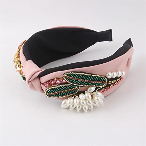 Mode Stirnbänder Tuch geknotet Reis Perlen Stirnband Mode geflochten Strass Haarband Damen Abschlussball Kopfbedeckung Haarband Brautstirnband (Color : A)