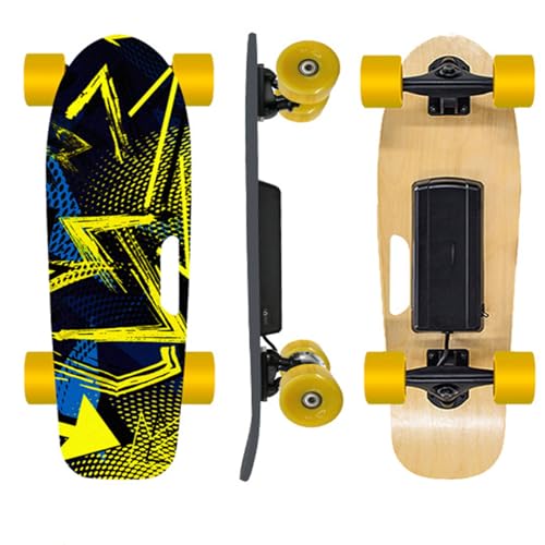 Elektrisches Skateboard mit Fernbedienung zum Bremsen, leichtgängigem und leicht zu tragendem Griffdesign, bürstenlosem 300-W-Motor für Erwachsene, Jugendliche und Anfänger (C)