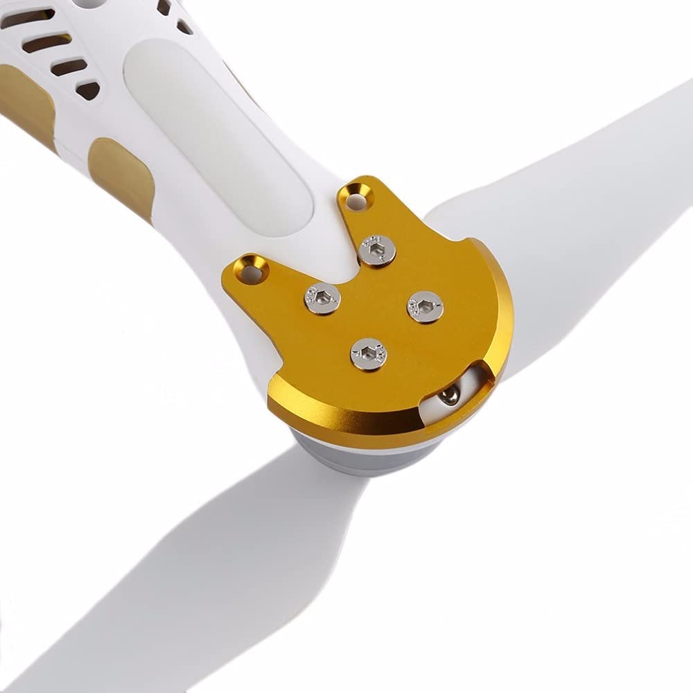 Zubehör für Drohnen 4 PCs Motormontage Basisschutzschutzabdeckung CNC Aluminiumverstärkungsplatten Anit-Crack-Kit-Werkzeuge for DJI Phantom 2 3 Drohnen (Color : Golden)